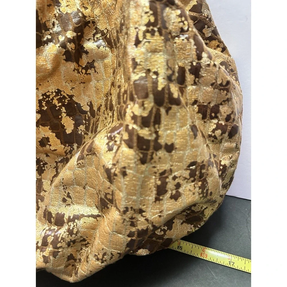 Gold Metallic Oversized Bag Braided Handle Gold Metallic‎ Snakeskin Hobo Purse
